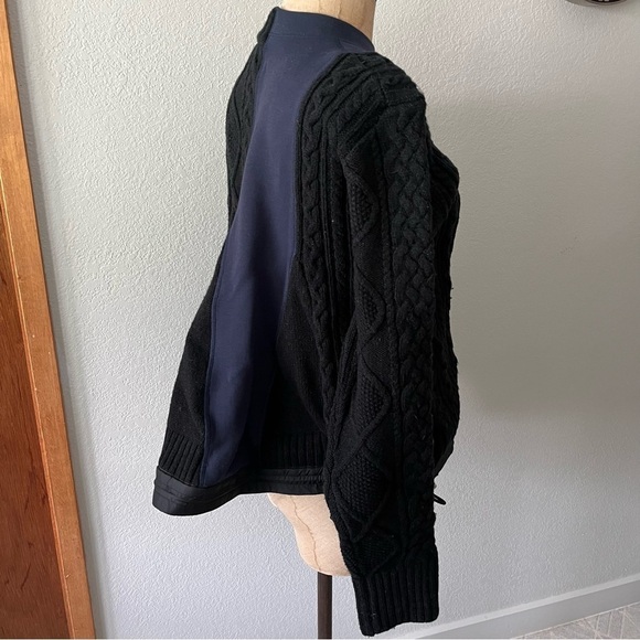 NIKE x SACAI sz S Tech Fleece Sweatshirt Sweater Navy Blue Black Split Cable - Picture 13 of 14